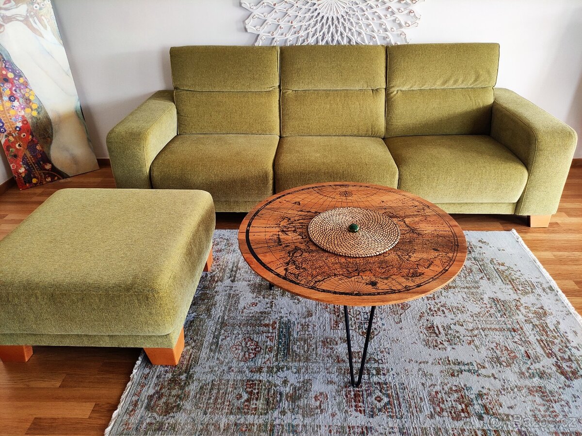 Luxusní sedačka PHASE s taburetem, rozšíření pro přespání