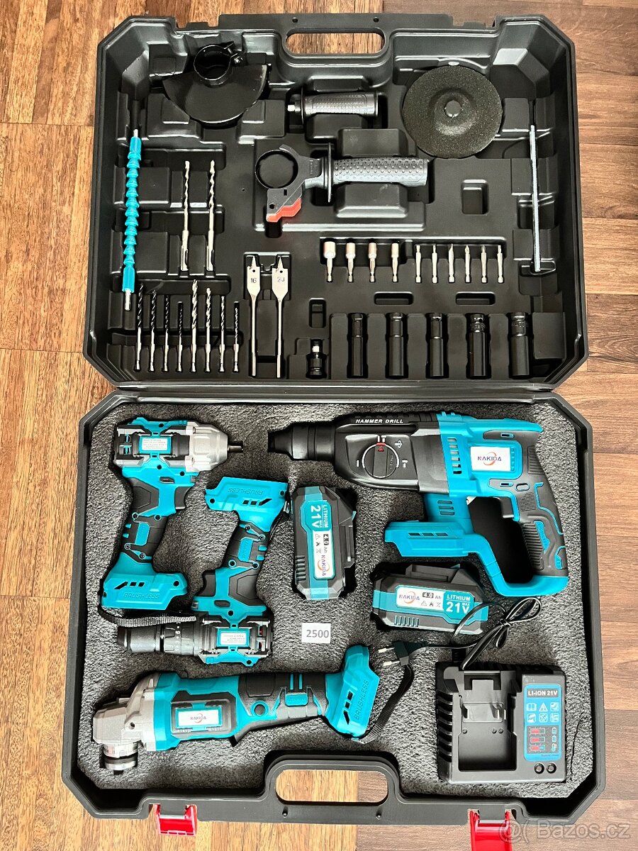 Sada nářadí 4v1 - flexa + rázový utahovák + vrtačka + kladiv