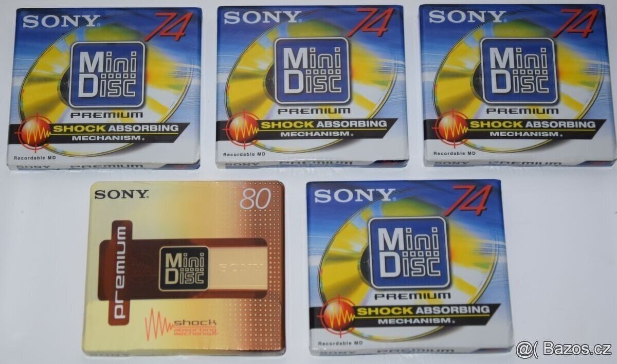 MD minidisc SONY Premium 74/80min., NOVÉ s obaly a popiskami