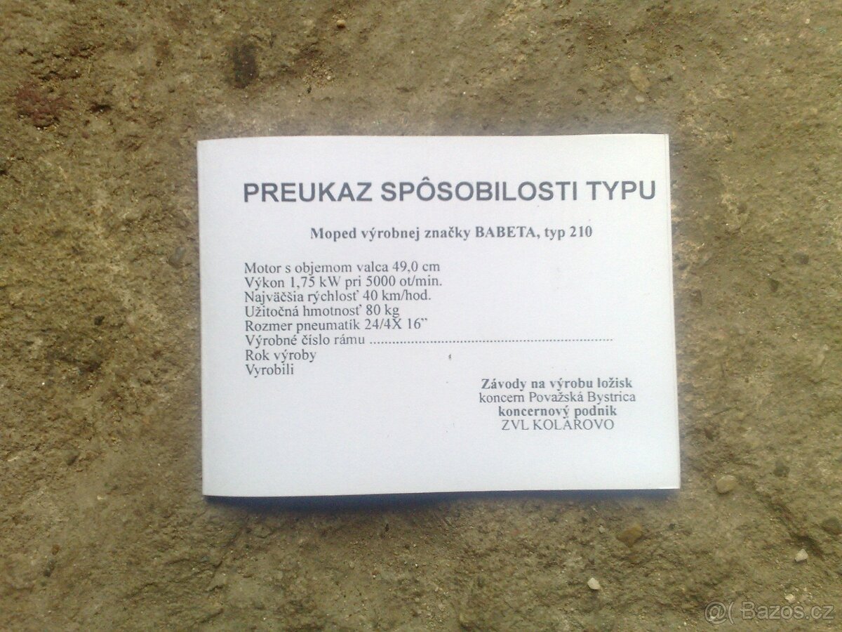 kartička babetta 210