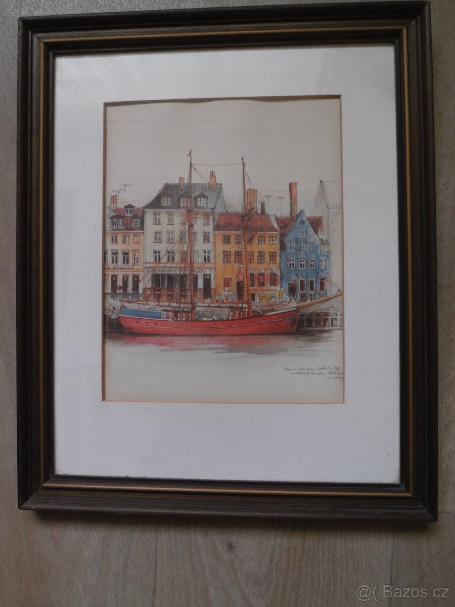 Obraz v paspartě, přístav