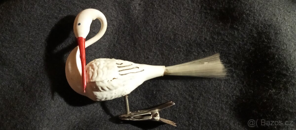 Retro vánoční ozdoba čáp