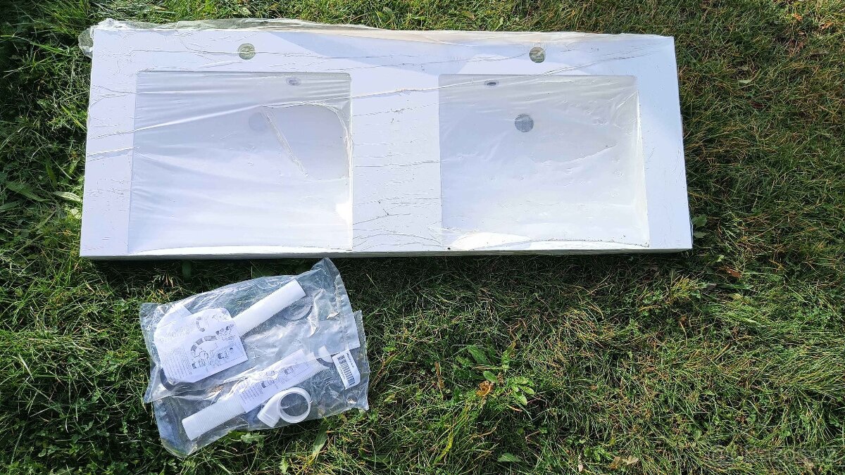 Luxusní dvojumyvadlo Litý mramor š 120cm x 46cm-nové