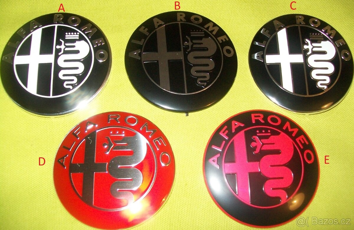 cervene a cerne znaky Alfa Romeo emblem znak 74 mm logo