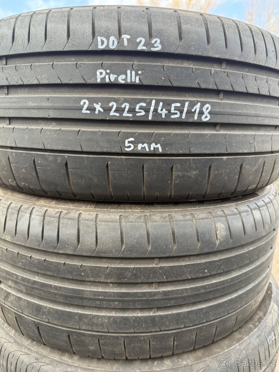 2x letní pneu 225/45/18 CENA 1400,- za obě