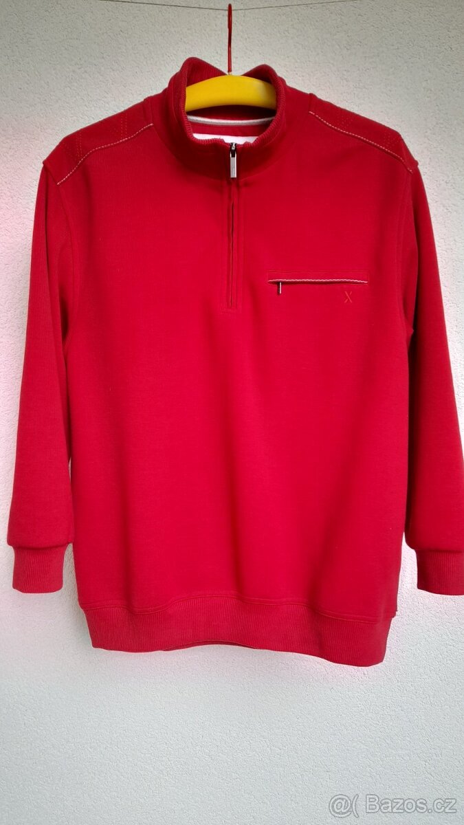 Červená unisex mikina s límečkem na zip Brax