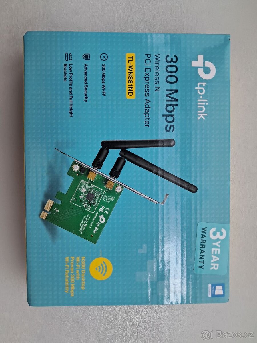 TP-Link TL-WN881ND – WiFi karta (PCIe) – téměř nová, komplet