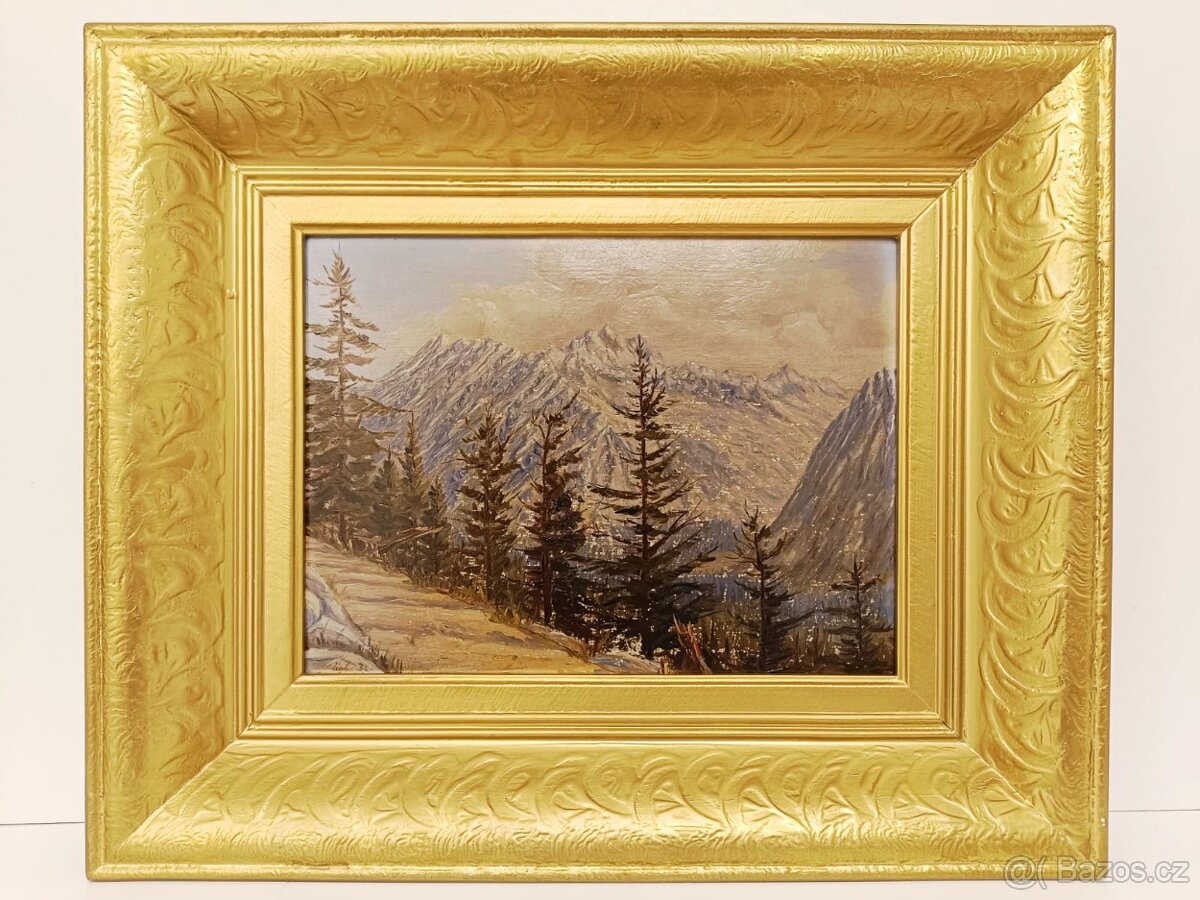 Obraz Tatry z Hrebienku ke Kamzíku 1932, olej 46x55