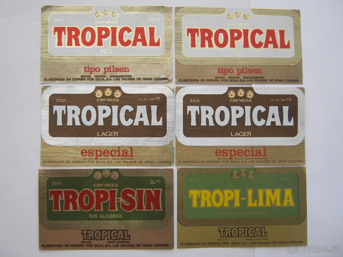 staré pivní etikety Kanárské ostrovy 10ks