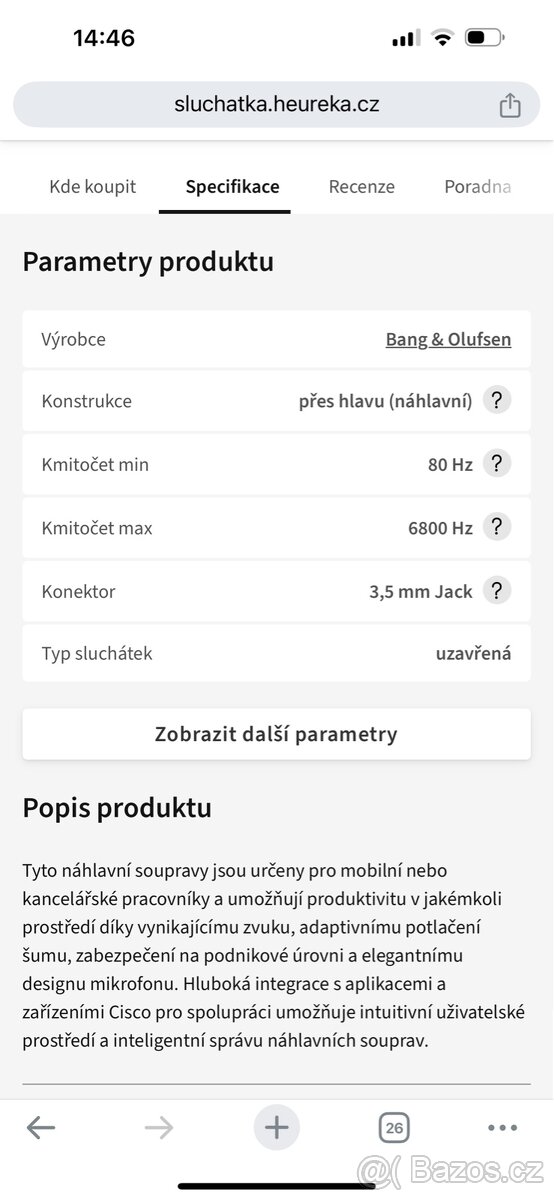 Sluchátka Bang & Olufsen cisco 980
