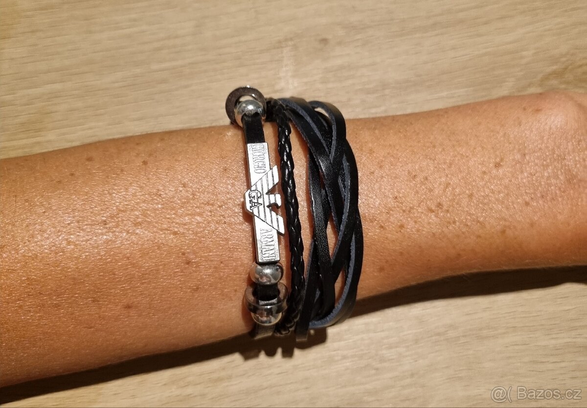 Giorgio Armani nový pánský značkový náramek černý 21,5 cm
