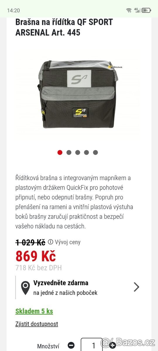 Brašna na řidítka Sport Arsenal