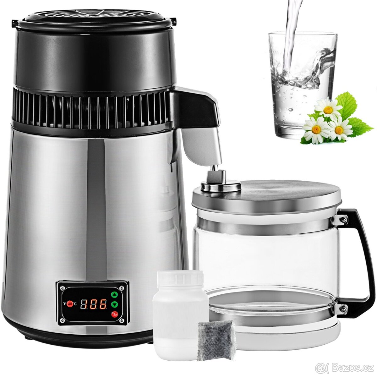 Nový nerezový destilátor vody s displejem - 4l, 750W