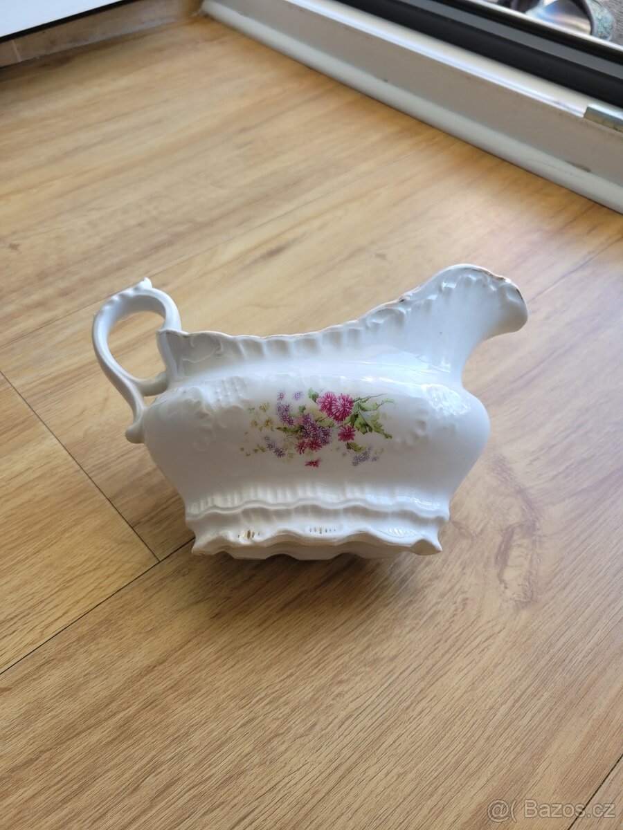 Omáčník, porcelán, zdobený, zlacený, značený