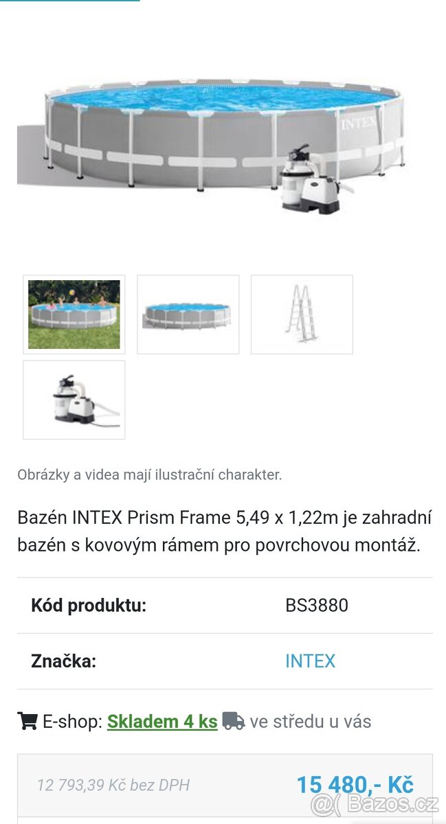 Bazén INTEX Prism Frame 5,49 x 1,22m