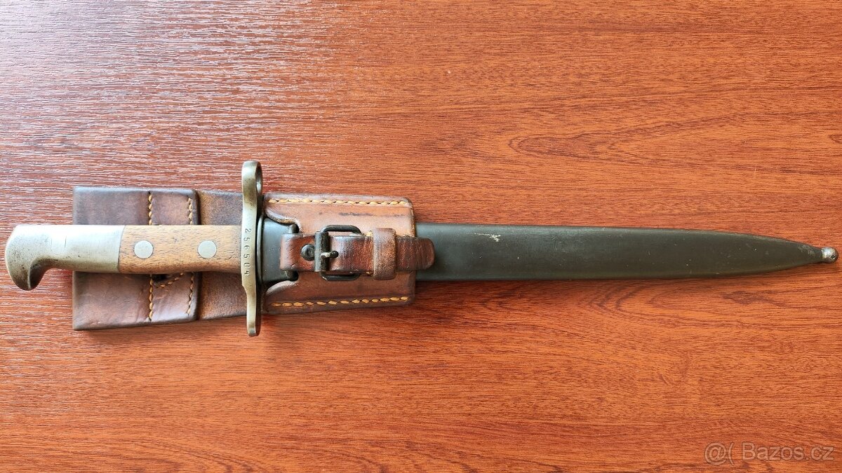 Švýcarský bajonet SCHMIDT-RUBIN M1918 s pochvou a závěsníkem