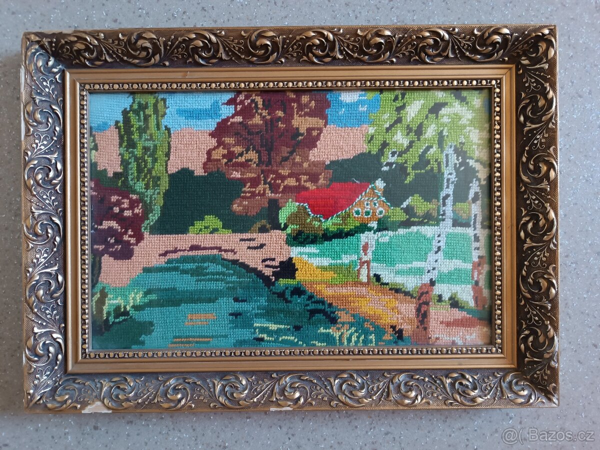 Vyšívaný obraz,krajinka