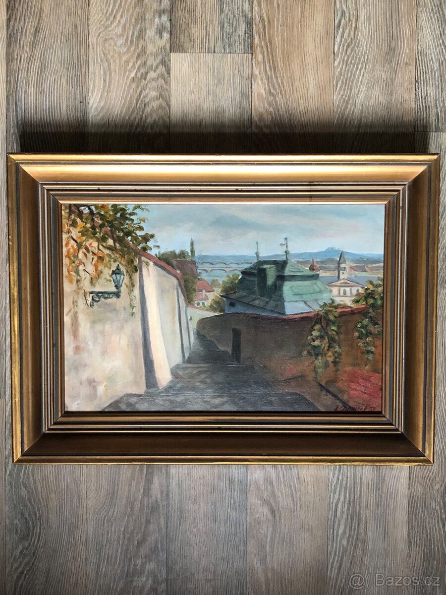 Prodám obraz, Nováček 1938- Staré Zámecké schody na Pražský