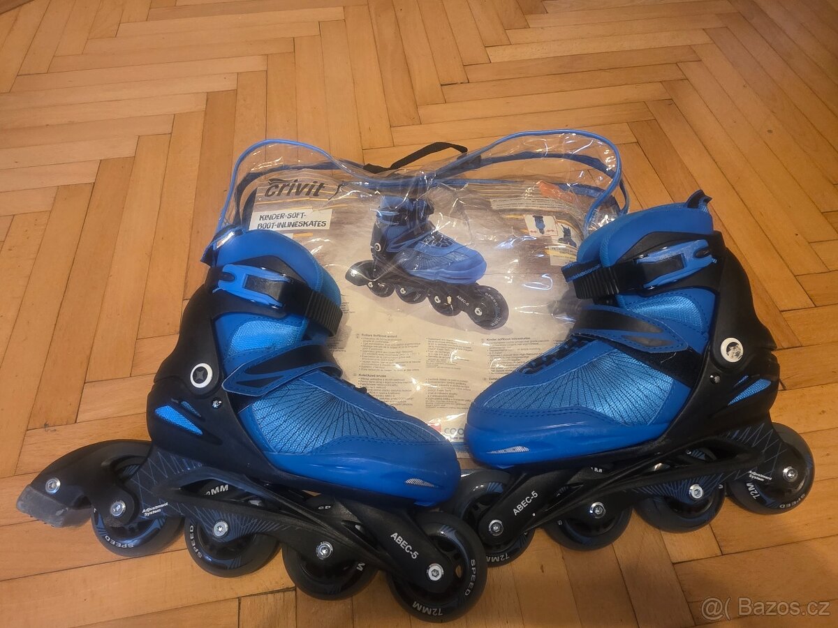 Dětské in-line kolečkové brusle EU33-EU37 přizpůsobitelné, 2
