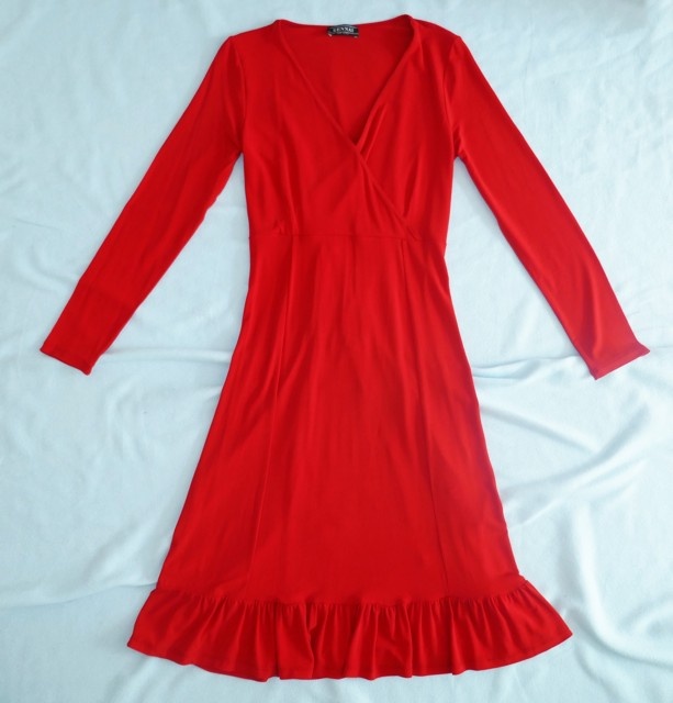 Červené elegantní pružné šaty, vel. 38, zn. Gennai