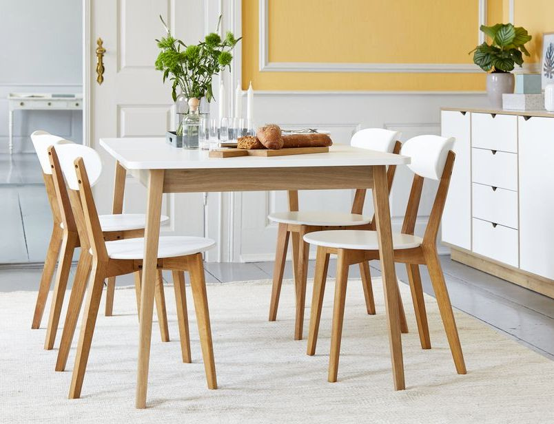 Rozkládací bílý jídelní stůl – 160/200×90 cm JYSK MAMMEN