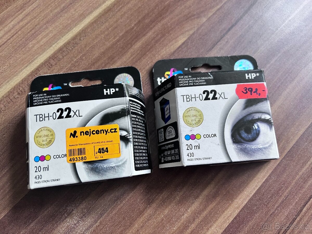 Inkoustové náplně HP 22