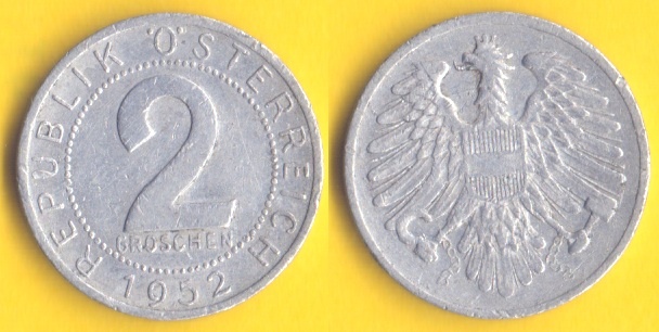 Mince Rakousko 5 groschen 1952