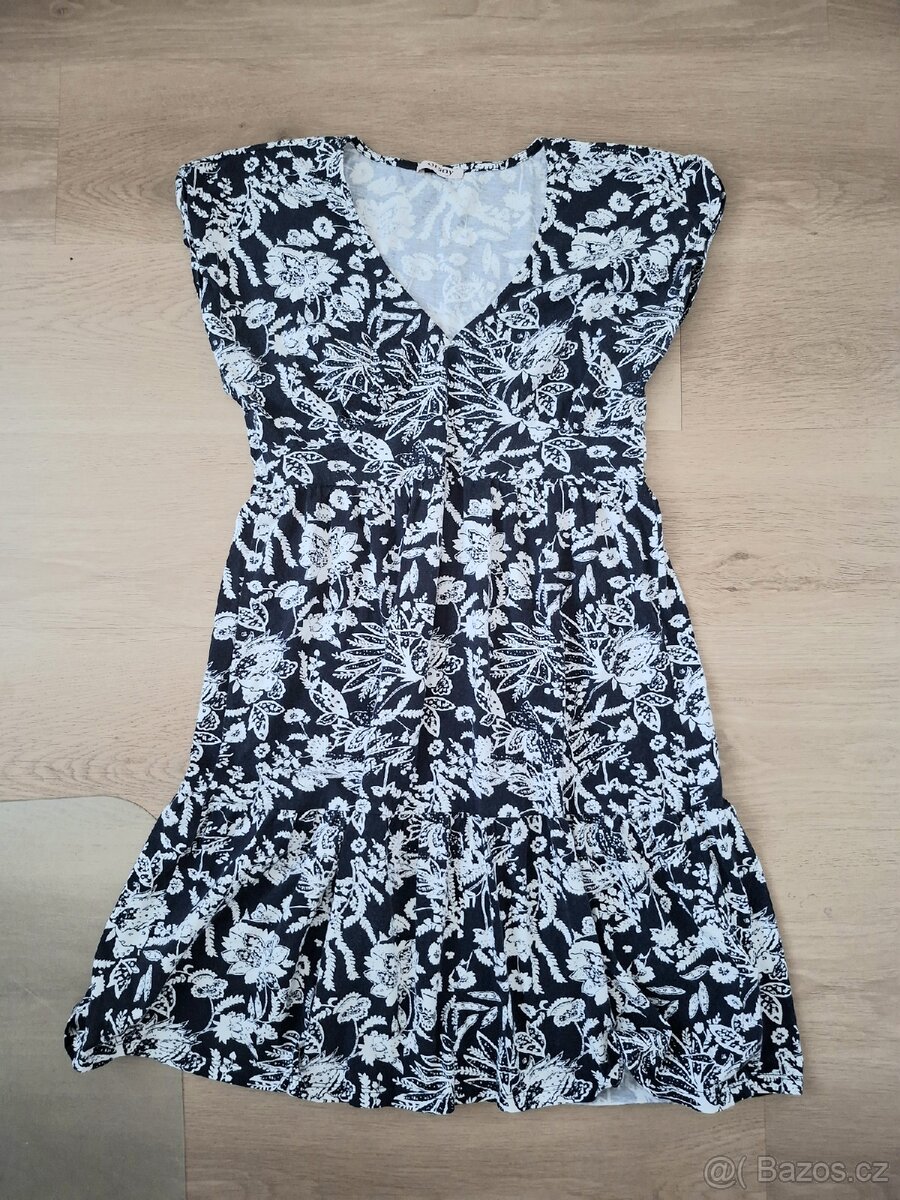 Tmavě modré květinové šaty - Orsay, velikost odhad S/M