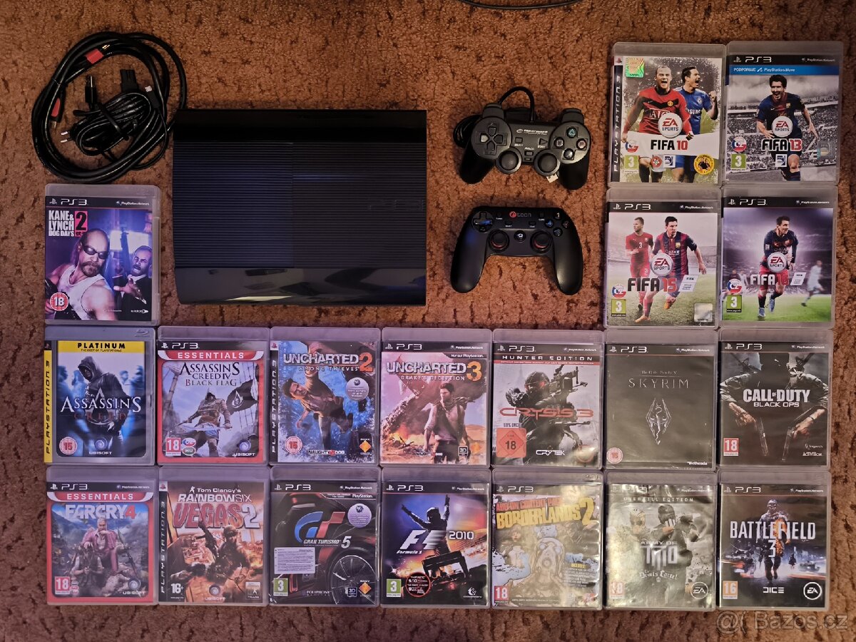 PLAYSTATION 3 500GB, DVA OVLADAČE A HRY
