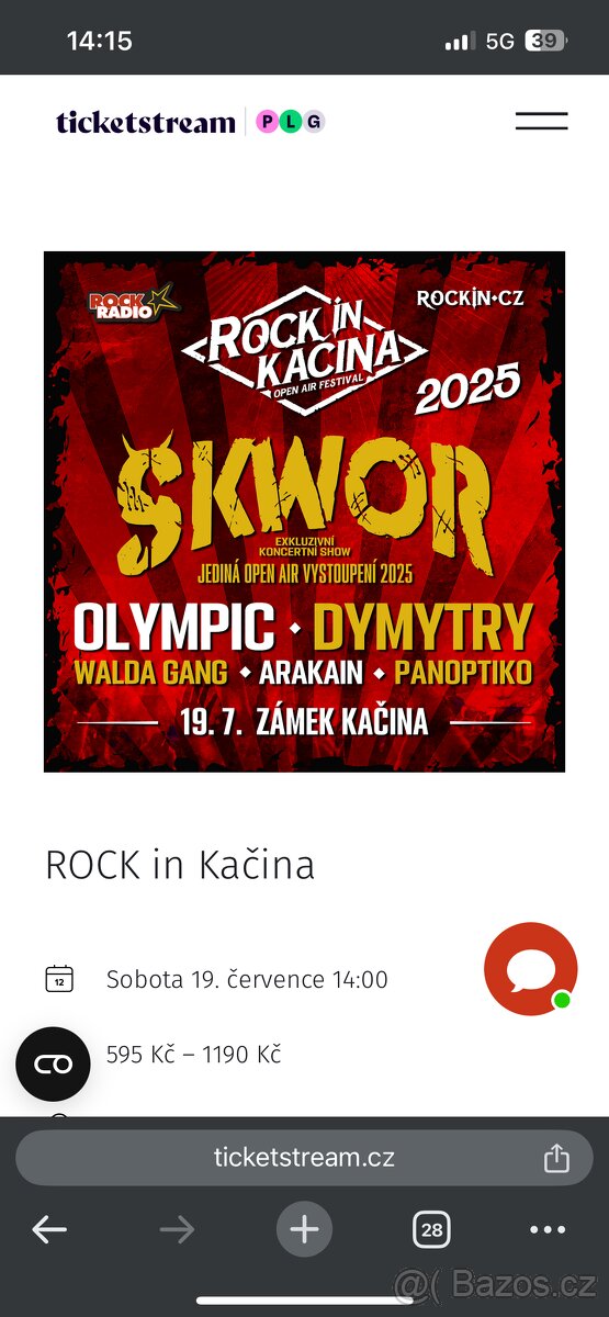 Lístek na Rock in Kačina
