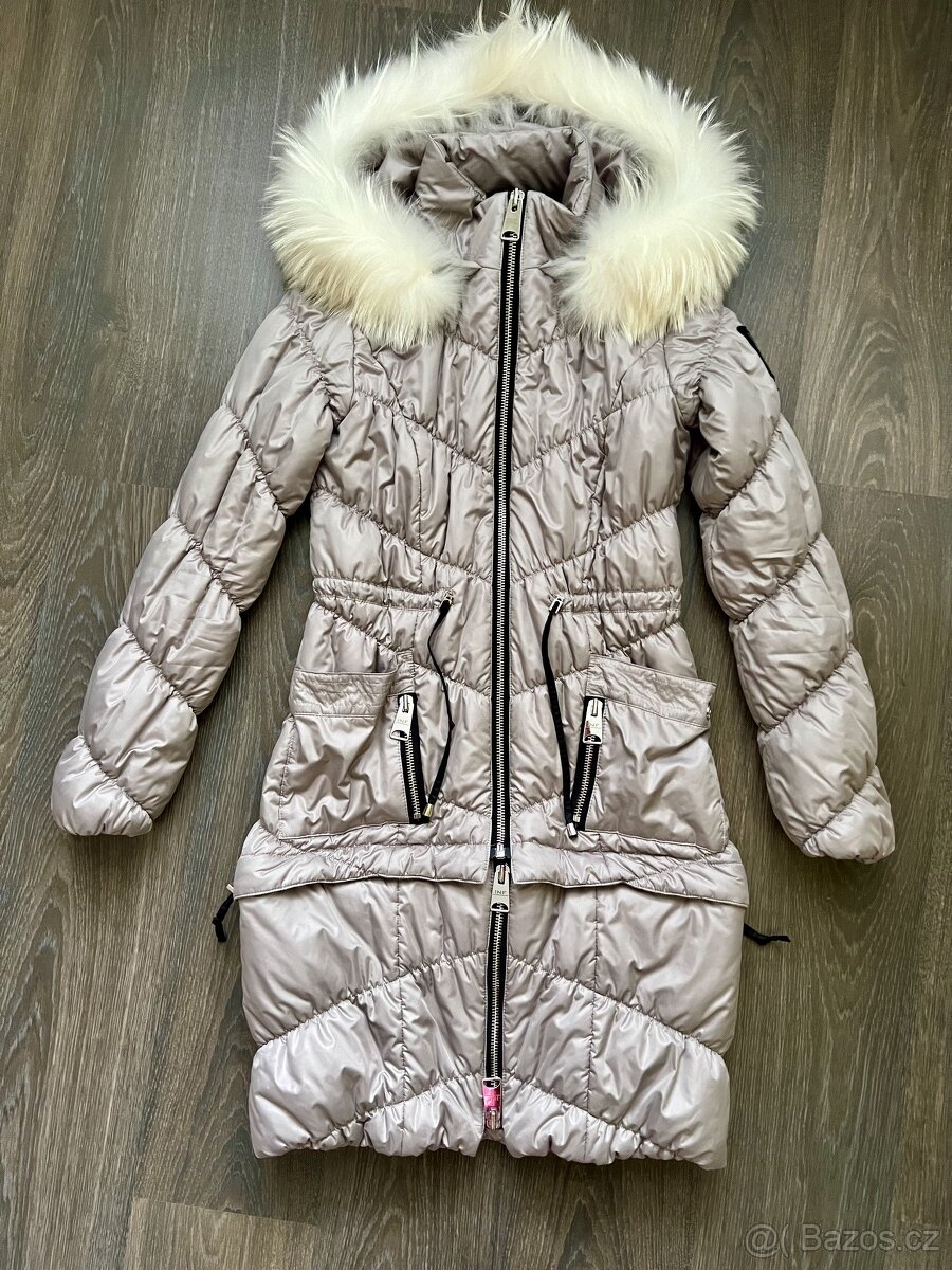 Dámská šedá bunda Infinite s pravou kožešinou