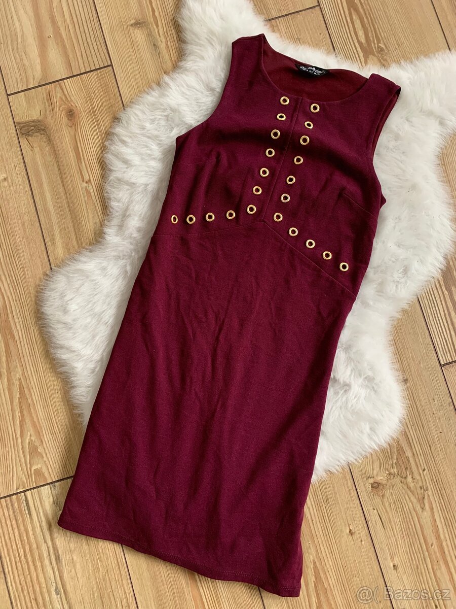 Dámské vínové šaty Miss Selfridge vel. S