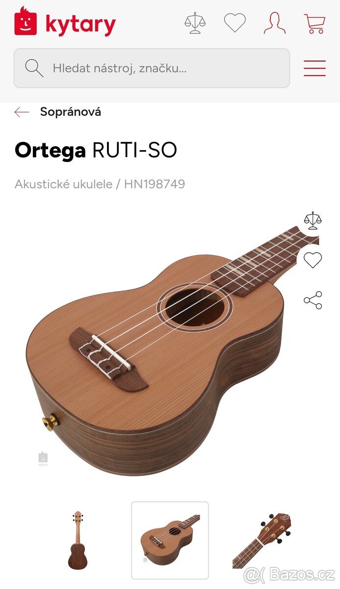 Ukulele soprán masivní Ortega