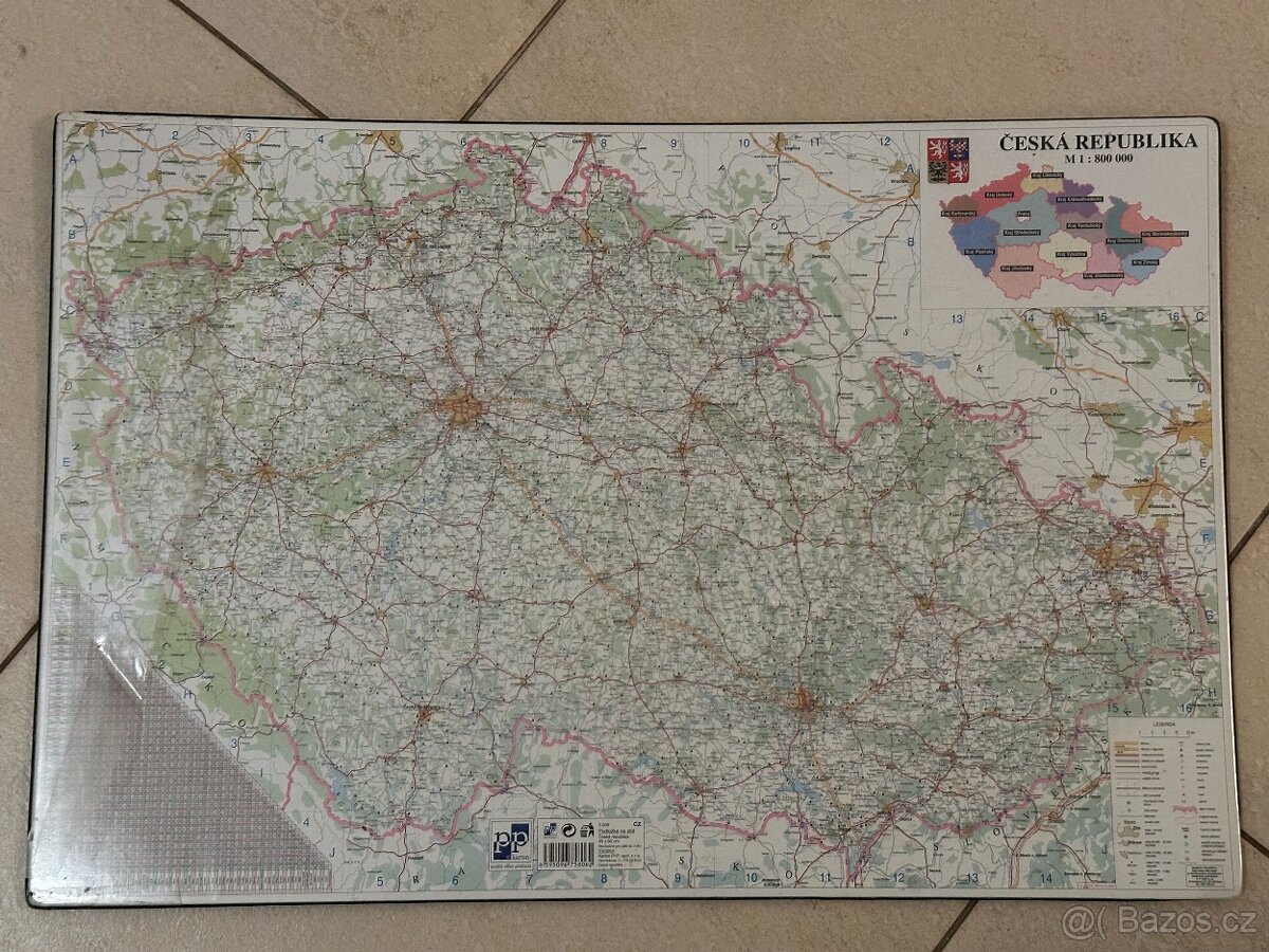 Podložka na stůl mapa České republiky 40 × 60 cm, dobrý stav