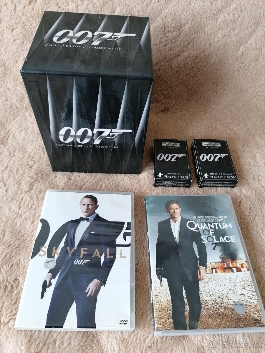 James Bond / Agent 007 sbírka 22 ks DVD + set karet na poker