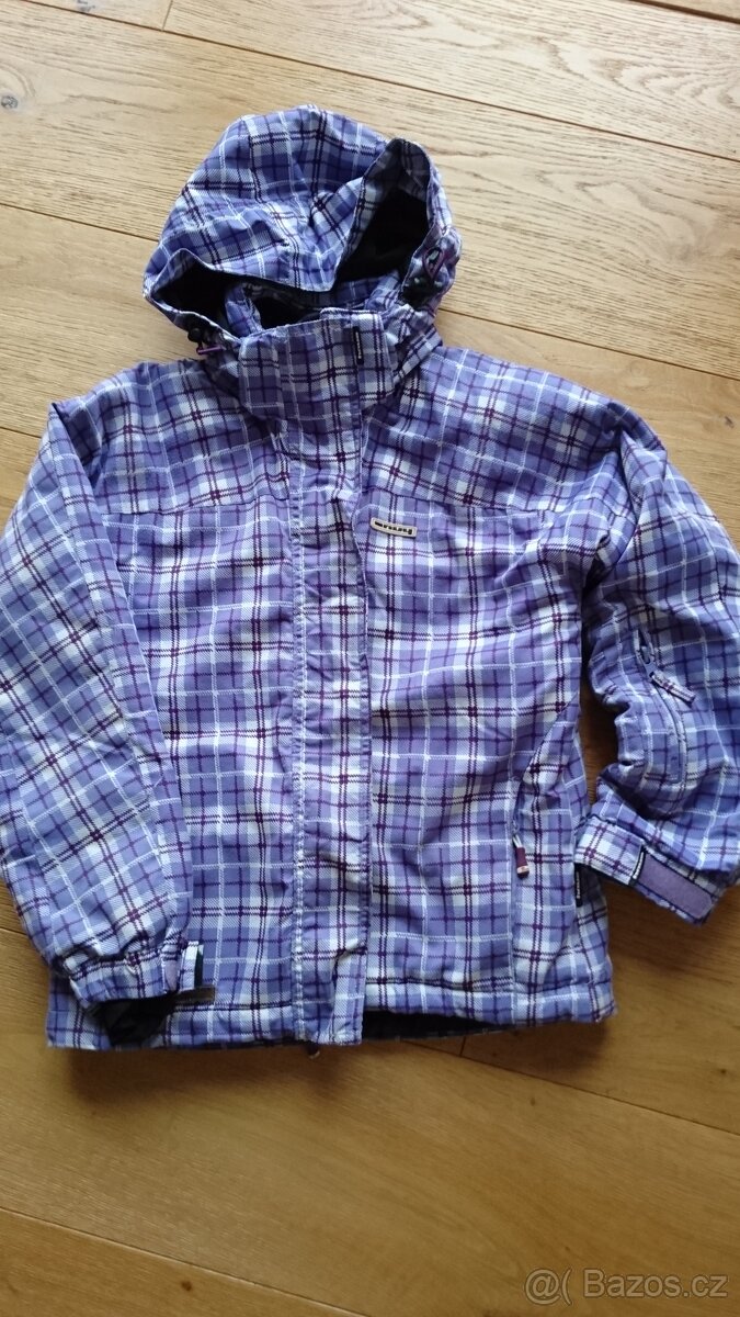 Dívčí fialová značková zimní bunda i na lyže, vel. 146