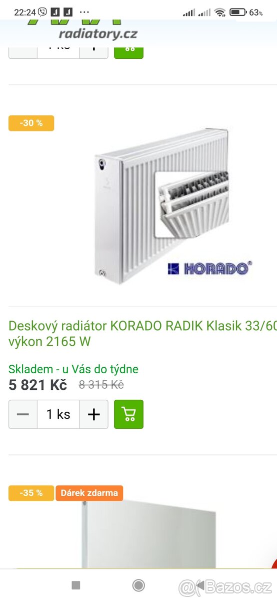 Nový radiátor 33x600x900
