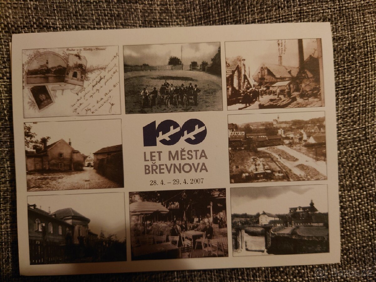 Soubor 3 památných výročních pohlednic 100 let města Břevnov