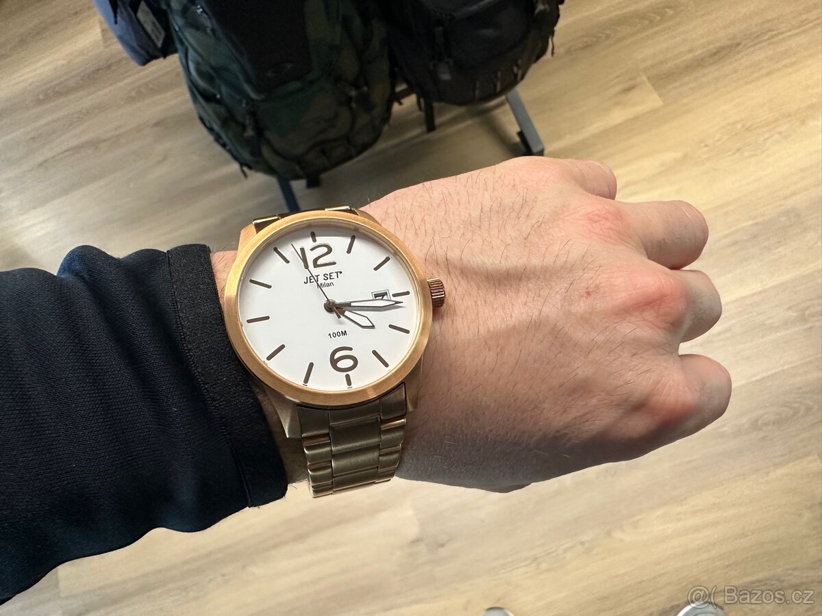 Stylové unisex hodinky JET SET Milan Rose Gold J6280R-162