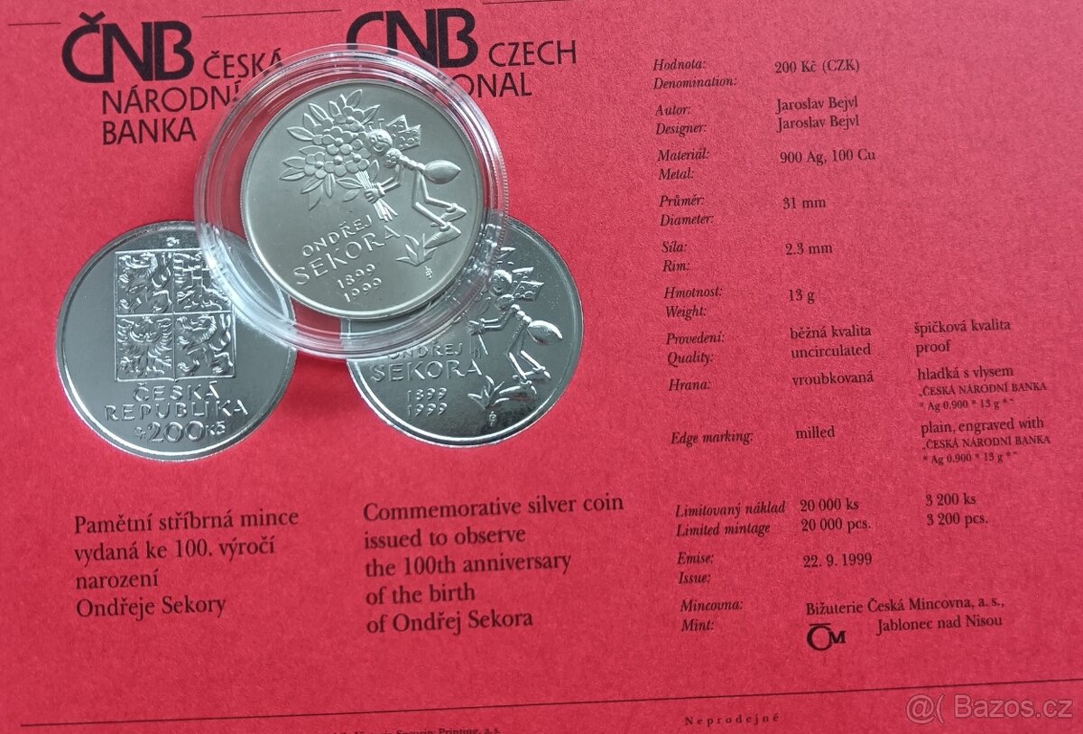 200kč ČNB 1999 - Ondřej Sekora