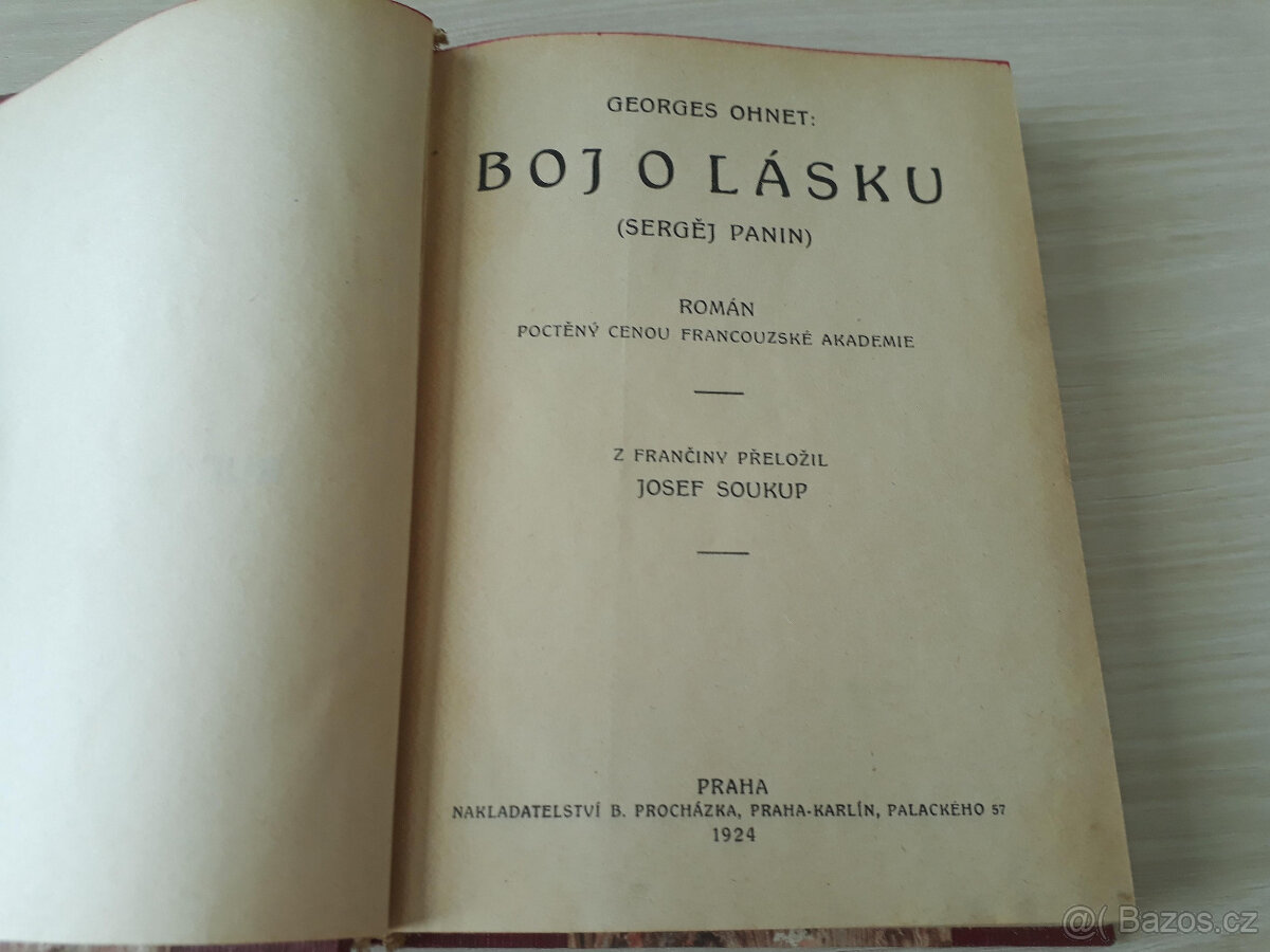 Boj o lásku (Sergěj Panin) - Georges Ohnet - 1924