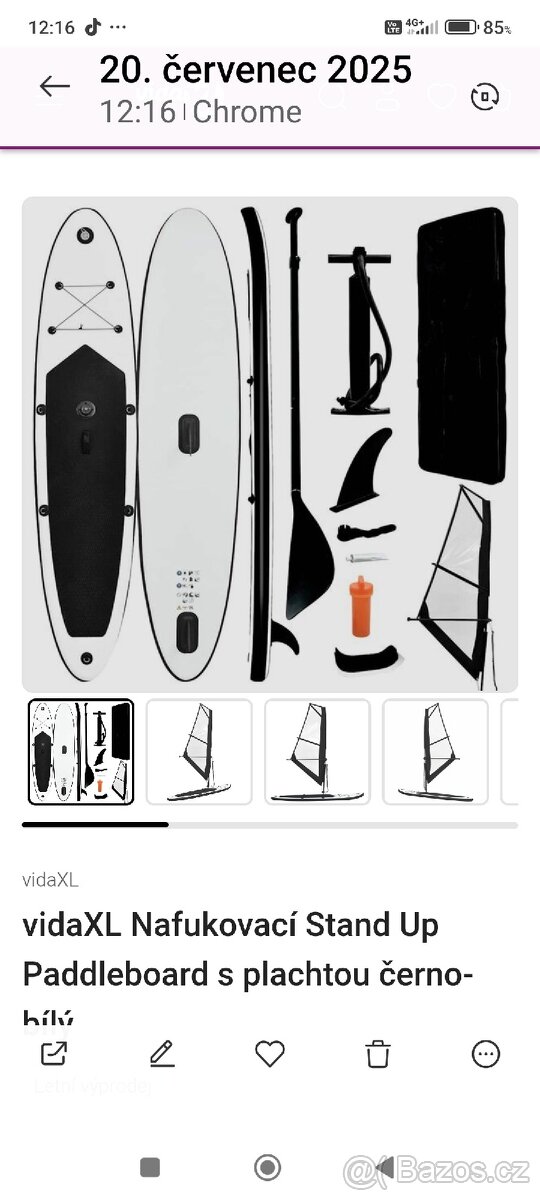 Paddelboard s plachtou