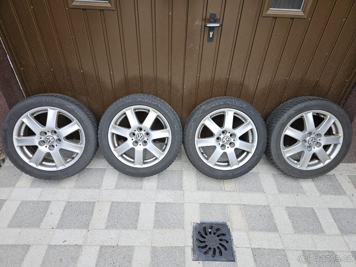 Original alu kola VW 5x100 R16, včetně zimní pneu