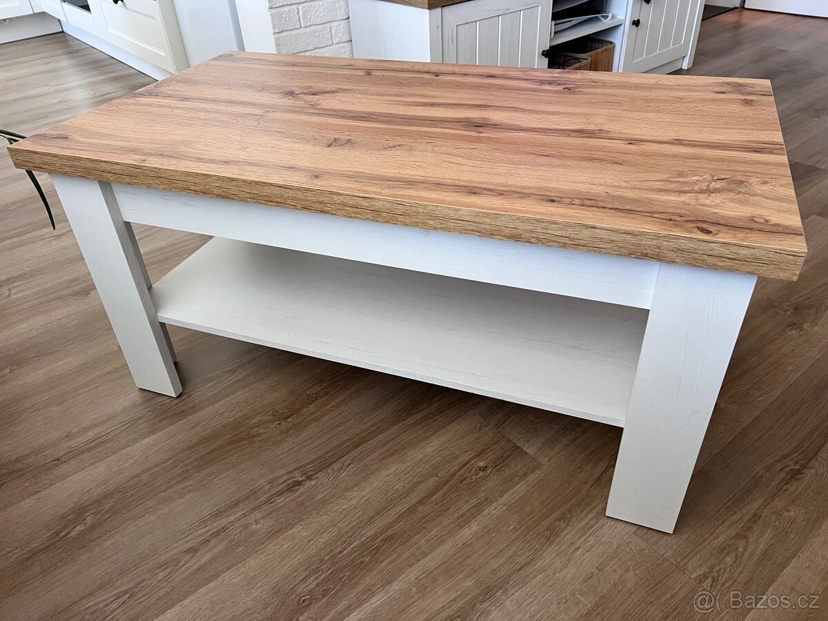 Konferenční stolek MARKSKEL 60×110 bílá/div. přírodní dub