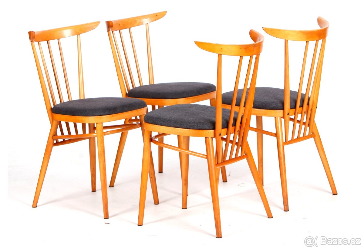 Stylové designové retro židle, bvúroba 1970, 4 klusy.
