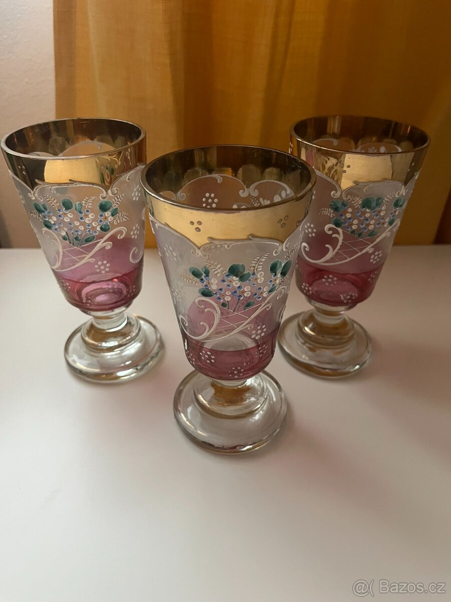 Starožitné grogovky, malované, 3 ks