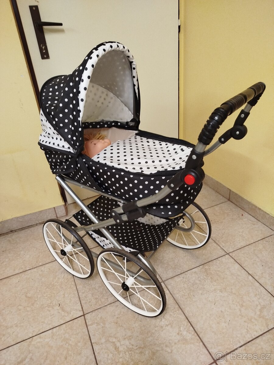 dětský kočárek pro panenky 2v1 New Baby Natálka bílo-č