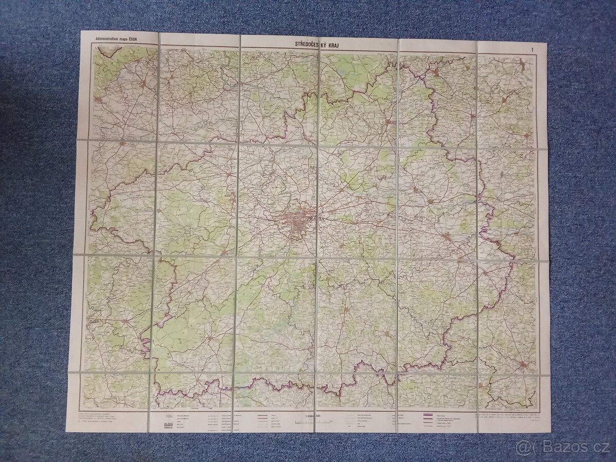 Mapa Středočeského kraje 1960