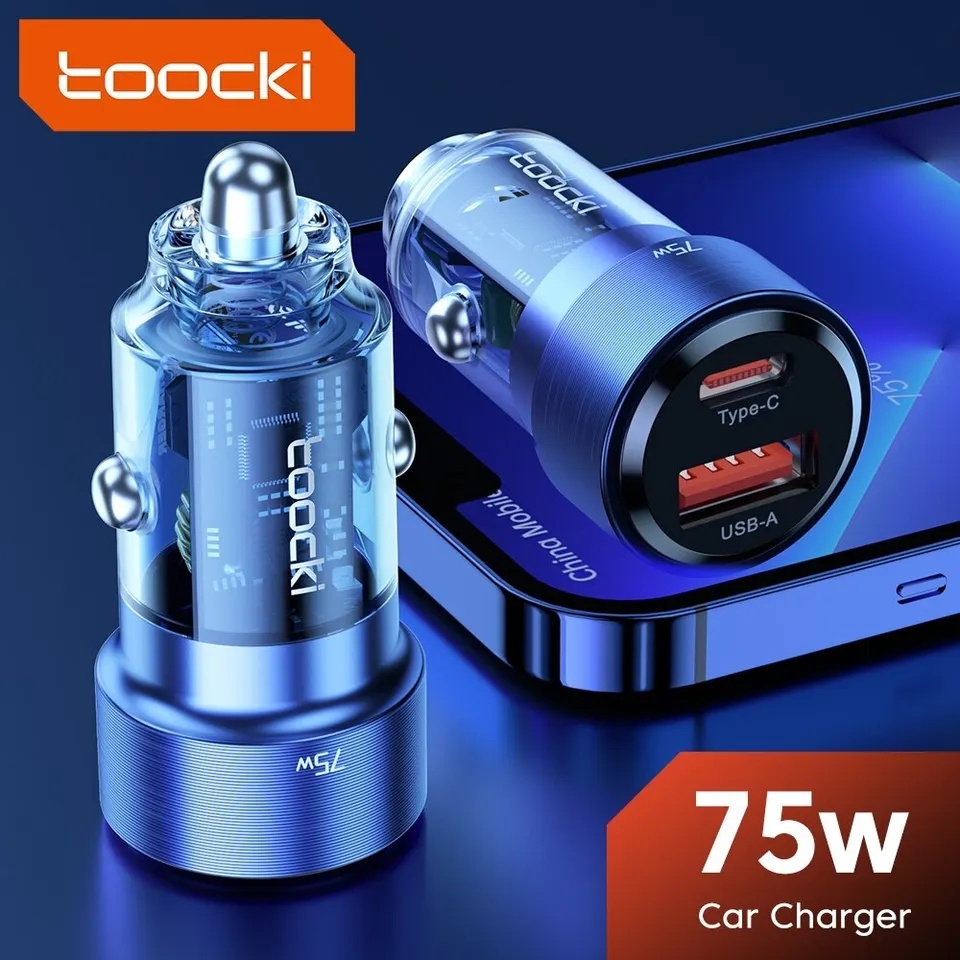 Nabíječka do zapalovače auta 75W PD 3, QC 3.0 USB port A i C