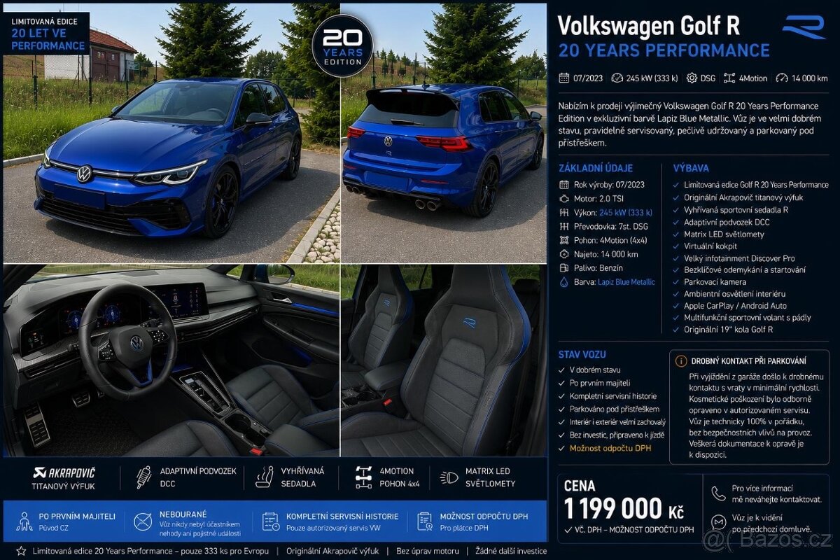 VW Golf 8 R 245kw 20 let edice